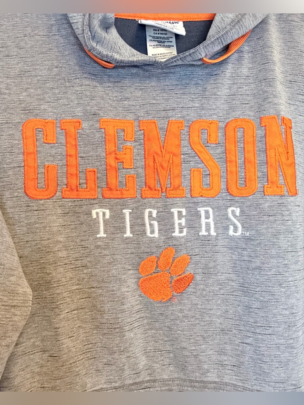 Champion Clemson Tigers Hoodie Gray Slub Pullover Sweatshirt Men’s Medium NCAA